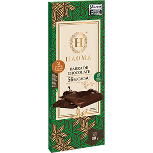 Barra de chocolate 56% cacau Haoma 80g