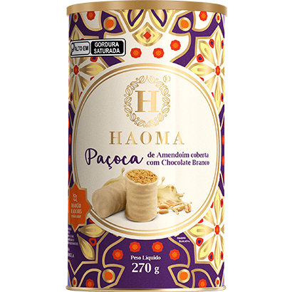 Lata de paçocas com Cobertura de Chocolate Branco - Haoma