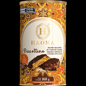 Lata com Biscottino com Cobertura de Chocolate 56% Cacau - Haoma